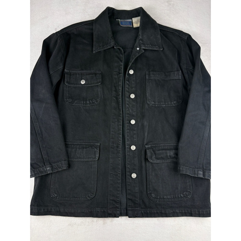 Vintage Bill Blass Black Denim Chore Barn Jacket Mens Four Pocket M Utility Coat